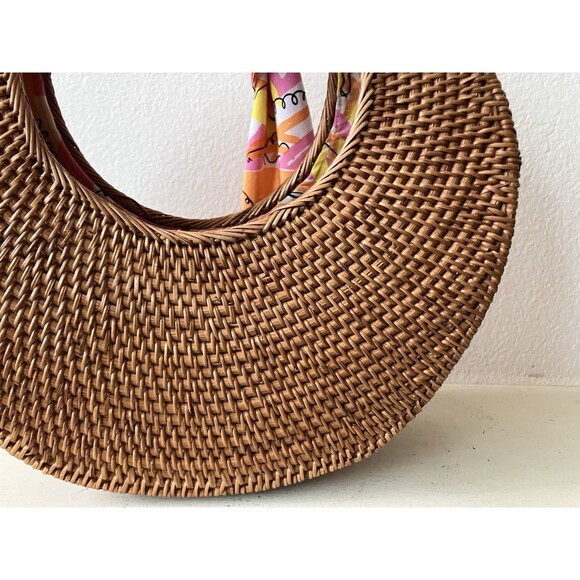 Vera For Anthropologie Sigrid Scarf Clutch Rattan Purse Handbag Pink Scarf - Picture 5 of 16